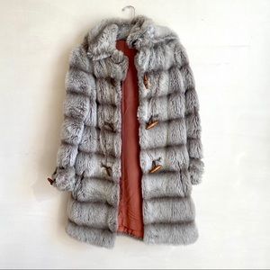 WOMENS SMALL VINTAGE NORDIC TOGGLE HOOD FUR COAT